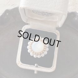 画像1: 【malle la brocante】サージカルステンレス　マザーオブパールとヴィンテージパールのラウンドリング/金属アレルギー対応