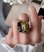 画像2: 【malle la brocante】サージカルステンレス　天然石と真鍮ネコ×ヴィンテージカボションのコラージュリング/金属アレルギー対応