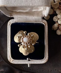 画像2: 【malle la brocante】サージカルステンレス　ホワイトコーラルとパンジー×ヴィンテージパールのリング/金属アレルギー対応