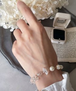 画像4: 【malle la brocante】14kgf　水晶とヴィンテージパールのブレスレット
