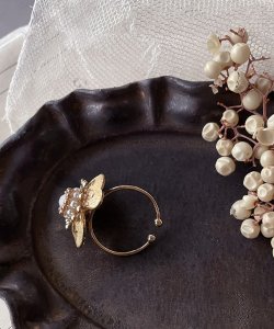 画像4: 【malle la brocante】サージカルステンレス　ホワイトコーラルとパンジー×ヴィンテージパールのリング/金属アレルギー対応