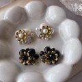 【malle la brocante】天然石と真鍮フラワーのbijouピアス/痛みにくいイヤリング