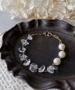 画像3: 【malle la brocante】14kgf　水晶とヴィンテージパールのブレスレット