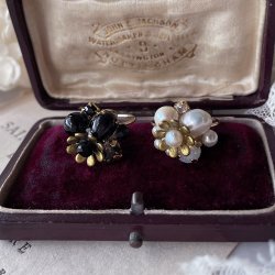画像1: 【malle la brocante】サージカルステンレス　天然石と真鍮フラワーのbijouリング/金属アレルギー対応