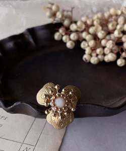 画像3: 【malle la brocante】サージカルステンレス　ホワイトコーラルとパンジー×ヴィンテージパールのリング/金属アレルギー対応