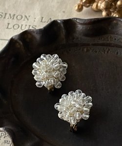 画像28: 【malle la brocante】古いビーズと天然石のつぶつぶフラワーピアスOR真鍮痛みにくいイヤリング