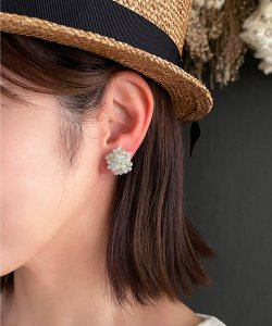 画像39: 【malle la brocante】古いビーズと天然石のつぶつぶフラワーピアスOR真鍮痛みにくいイヤリング