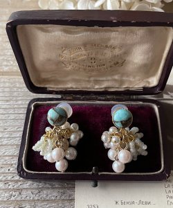 画像16: 【malle la brocante】天然石とヴィンテージパールのタッセルピアスOR真鍮痛みにくいイヤリング