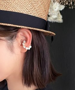 画像27: 【malle la brocante】2種の天然石とヴィンテージビーズのイヤーカフ（片耳用・1本売り）