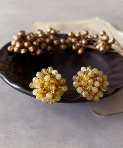 画像22: 【malle la brocante】古いビーズと天然石のつぶつぶフラワーピアスOR真鍮痛みにくいイヤリング