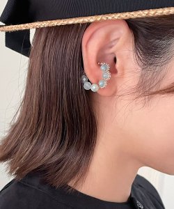 画像19: 【malle la brocante】2種の天然石とヴィンテージビーズのイヤーカフ（片耳用・1本売り）