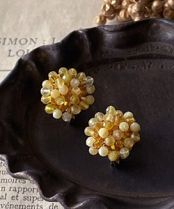 画像44: 【malle la brocante】古いビーズと天然石のつぶつぶフラワーピアスOR真鍮痛みにくいイヤリング