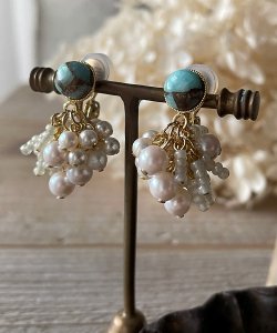 画像15: 【malle la brocante】天然石とヴィンテージパールのタッセルピアスOR真鍮痛みにくいイヤリング