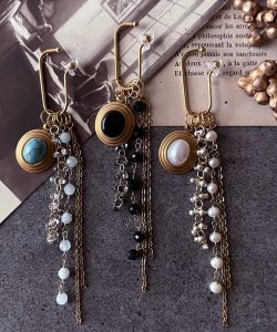 画像8: 【malle la brocante】ステンレス製　天然石とヴィンテージカボションの着せ替えイヤーカフ（片耳用）/金属アレルギー対応