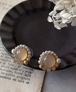 画像12: 【malle la brocante】コッパーストーンとヴィンテージパールのラウンドピアスOR真鍮痛みにくいイヤリング