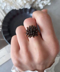 画像9: 【malle la brocante】サージカルステンレス　ヴィンテージビーズのつぶつぶフラワーリング/金属アレルギー対応