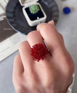 画像14: 【malle la brocante】サージカルステンレス　ヴィンテージビーズのつぶつぶフラワーリング/金属アレルギー対応