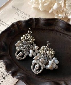 画像13: 【malle la brocante】天然石とヴィンテージメダイの着せ替えフープピアス/イヤリング/金属アレルギー対応