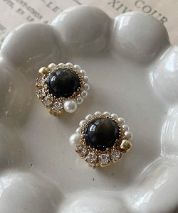 画像16: 【malle la brocante】コッパーストーンとヴィンテージパールのラウンドピアスOR真鍮痛みにくいイヤリング