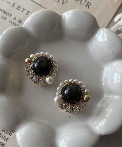 画像15: 【malle la brocante】コッパーストーンとヴィンテージパールのラウンドピアスOR真鍮痛みにくいイヤリング