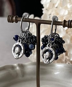 画像23: 【malle la brocante】天然石とヴィンテージメダイの着せ替えフープピアス/イヤリング/金属アレルギー対応