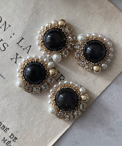 画像4: 【malle la brocante】コッパーストーンとヴィンテージパールのラウンドピアスOR真鍮痛みにくいイヤリング