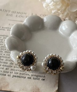 画像2: 【malle la brocante】コッパーストーンとヴィンテージパールのラウンドピアスOR真鍮痛みにくいイヤリング