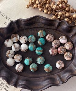 画像5: 【malle la brocante】サージカルステンレス　コッパーストーンとヴィンテージパールのラウンドリング/金属アレルギー対応