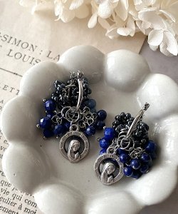 画像8: 【malle la brocante】天然石とヴィンテージメダイの着せ替えフープピアス/イヤリング/金属アレルギー対応