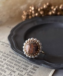 画像4: 【malle la brocante】サージカルステンレス　コッパーストーンとヴィンテージパールのラウンドリング/金属アレルギー対応