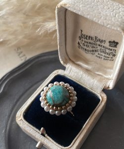 画像7: 【malle la brocante】サージカルステンレス　コッパーストーンとヴィンテージパールのラウンドリング/金属アレルギー対応