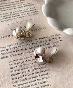 画像10: 【malle la brocante】淡水パールとビオラのbijouピアスOR真鍮痛みにくいイヤリング