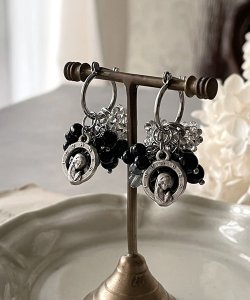 画像4: 【malle la brocante】天然石とヴィンテージメダイの着せ替えフープピアス/イヤリング/金属アレルギー対応