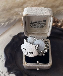 画像11: 【mallelabrocante/マルラブロカント】猫ヴィンテージボタンとオニキスのコラージュリング/金属アレルギー対応