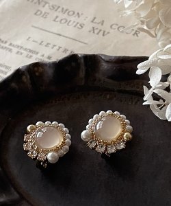 画像25: 【malle la brocante】コッパーストーンとヴィンテージパールのラウンドピアスOR真鍮痛みにくいイヤリング