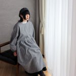 画像: ポイント10倍【armoire*】コットンリネン　グレンチェック　ドロップショルダーワンピース