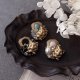 画像: 【malle la brocante】サージカルステンレス　天然石と真鍮ネコ×ヴィンテージカボションのコラージュリング/金属アレルギー対応