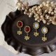 画像: 【malle la brocante】ヴィンテージガラスカボションとさくらんぼのピアス/痛みにくいイヤリング
