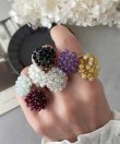 画像10: 【malle la brocante】サージカルステンレス　古いビーズと天然石のつぶつぶフラワーリング/金属アレルギー対応