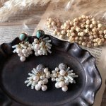 画像: 【malle la brocante】天然石とヴィンテージパールのタッセルピアスOR真鍮痛みにくいイヤリング