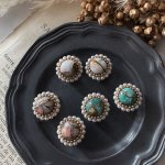 画像: 【malle la brocante】コッパーストーンとヴィンテージパールのラウンドピアスOR真鍮痛みにくいイヤリング