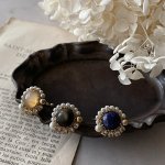 画像: 【malle la brocante】サージカルステンレス　天然石とヴィンテージパールの不規則ラウンドbijouリング/金属アレルギー対応