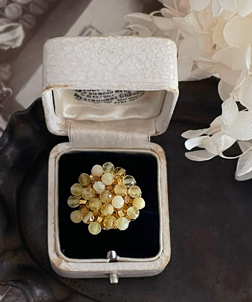 画像21: 【malle la brocante】サージカルステンレス　古いビーズと天然石のつぶつぶフラワーリング/金属アレルギー対応