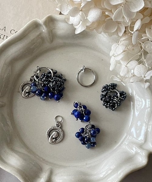 画像25: 【malle la brocante】天然石とヴィンテージメダイの着せ替えフープピアス/イヤリング/金属アレルギー対応