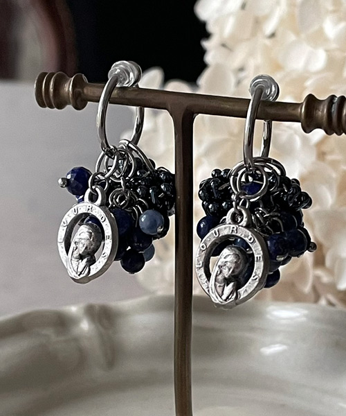 画像23: 【malle la brocante】天然石とヴィンテージメダイの着せ替えフープピアス/イヤリング/金属アレルギー対応