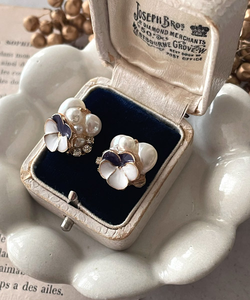 画像3: 【malle la brocante】淡水パールとビオラのbijouピアスOR真鍮痛みにくいイヤリング